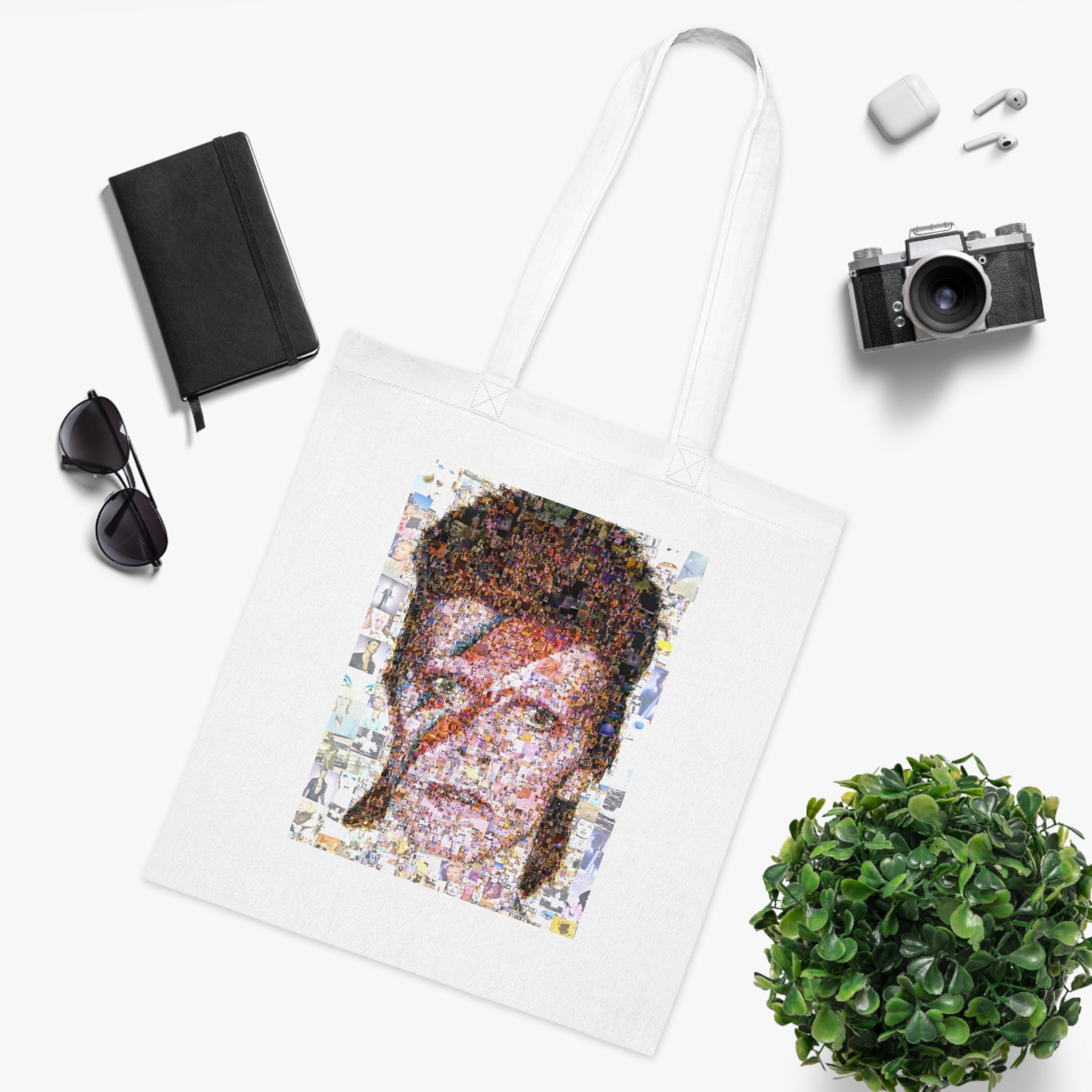 David Bowie Tribute Cotton Tote Bag, Rock Music Tote, Eco-Friendly Shopping Bag, Vintage Art Bag, Unique Gift for Music Lovers