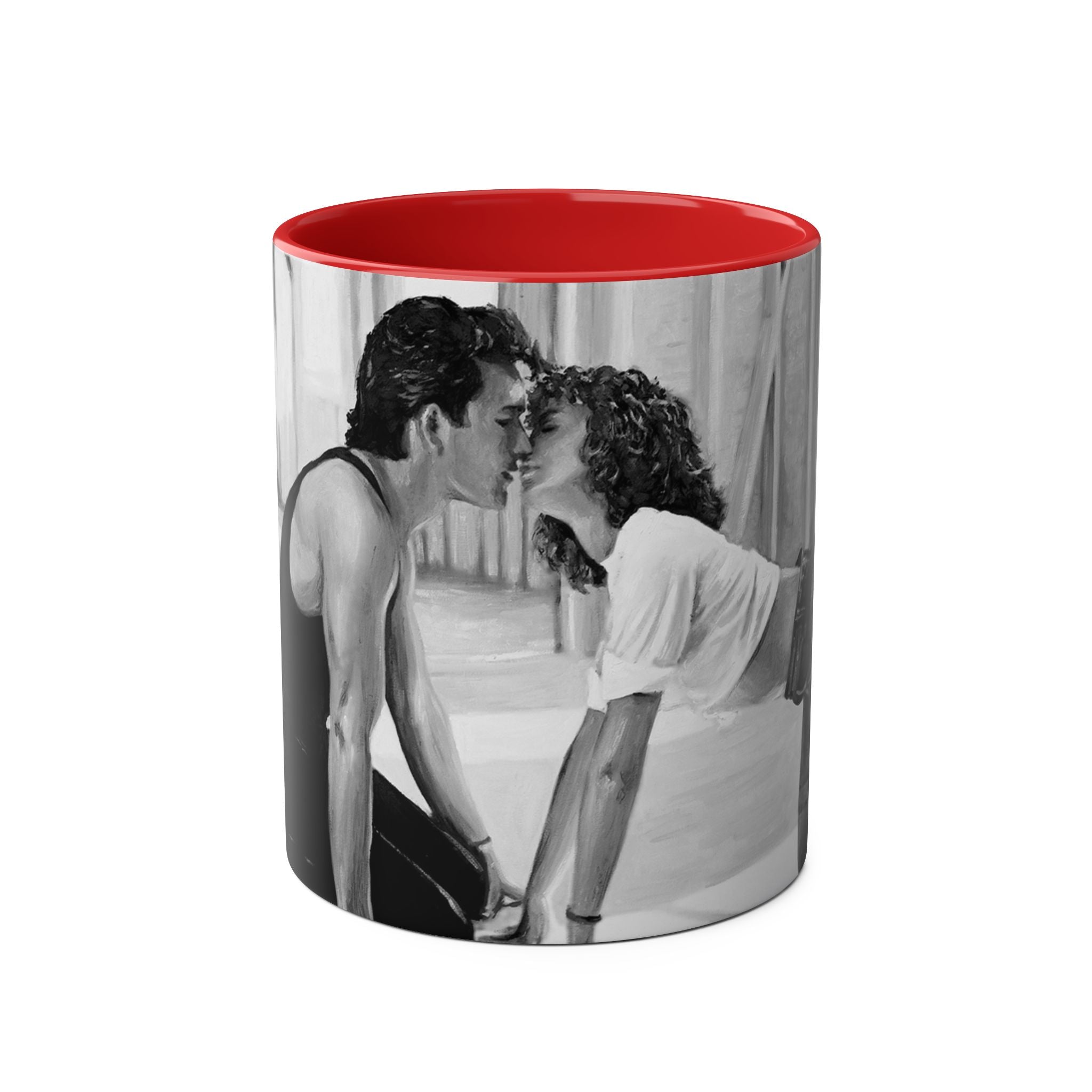 Dirty Dancing Scene  Abstract B&W Two-Tone Mug Cup, Novelty Ceramic Tea Cup, Unique Kitchen Drinkware, Home Decor Accent