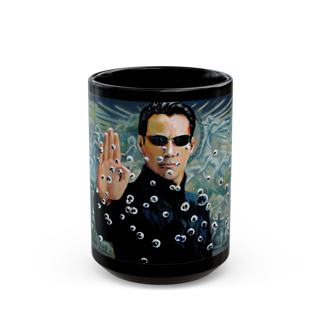 Matrix Movie Mug, Sci-Fi Coffee Cup, Cyberpunk Film Lover Gift, Geeky Cup, Keanu Reeves Fan Present, Black Ceramic Drinkware