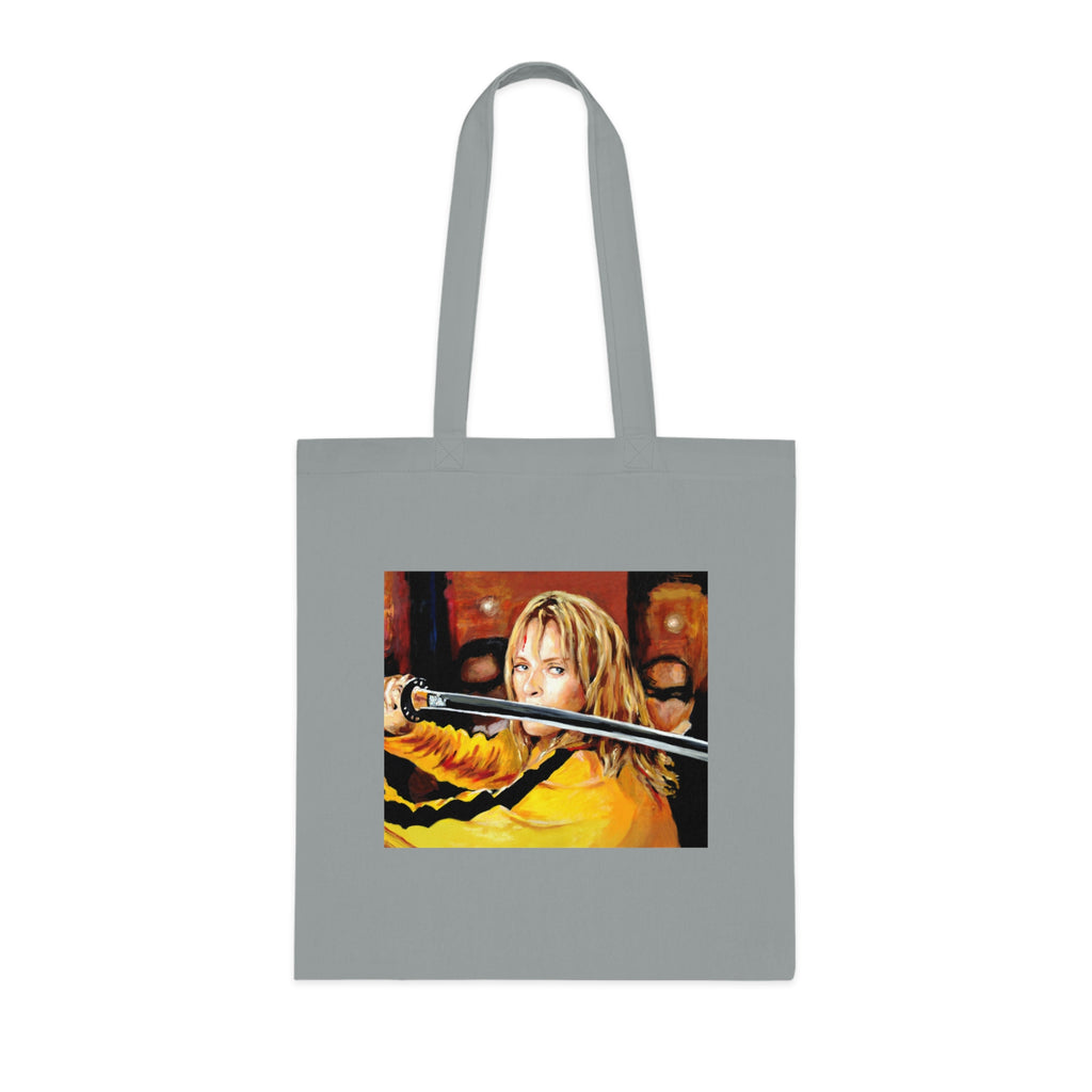 Kill Bill Cotton Tote Bag - Quentin Tarantino Movie Inspired, Retro Film Fan Gift, Graphic Print Shopping Bag, Yellow Black Movie
