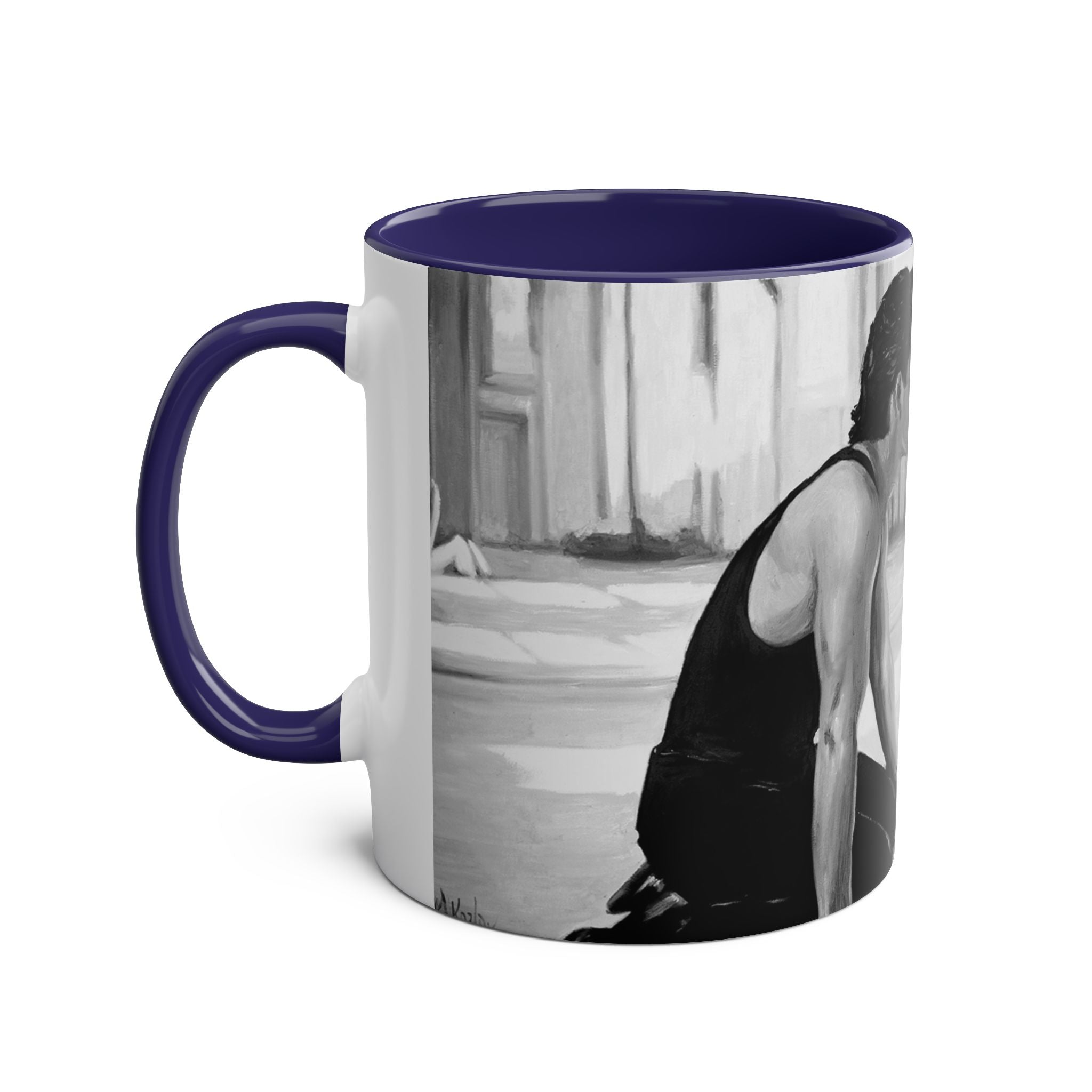 Dirty Dancing Scene  Abstract B&W Two-Tone Mug Cup, Novelty Ceramic Tea Cup, Unique Kitchen Drinkware, Home Decor Accent