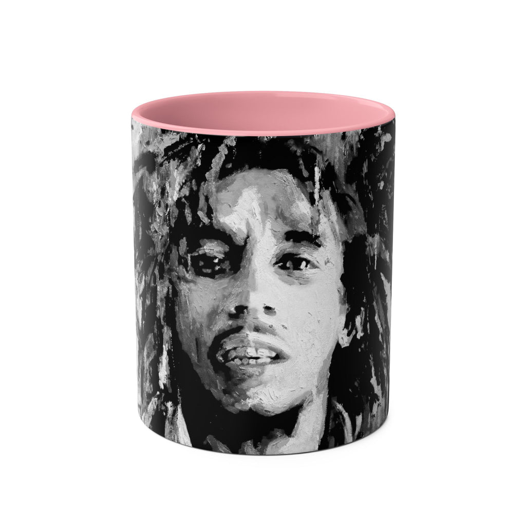 Bob Marley Abstract Two-Tone Coffee Mug – Reggae Music Fan Gift, 11oz