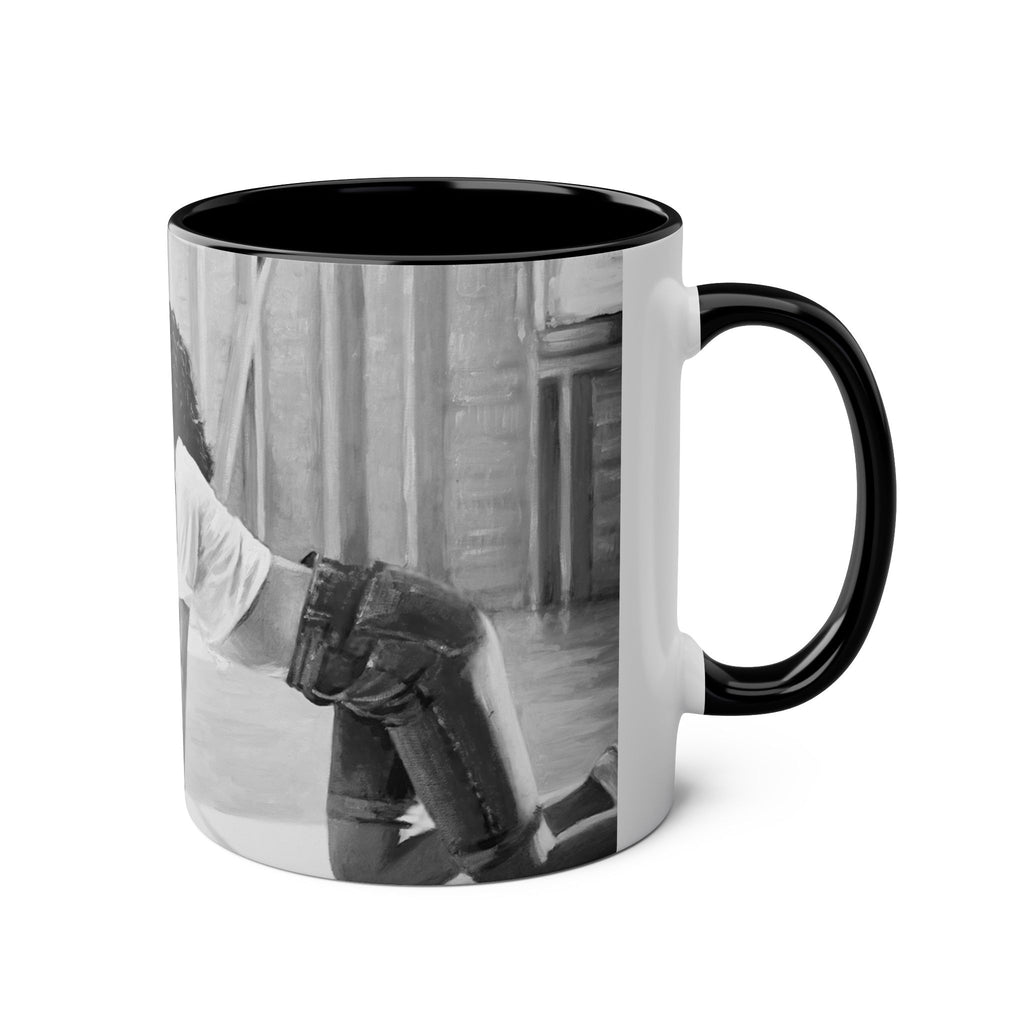 Dirty Dancing Scene  Abstract B&W Two-Tone Mug Cup, Novelty Ceramic Tea Cup, Unique Kitchen Drinkware, Home Decor Accent