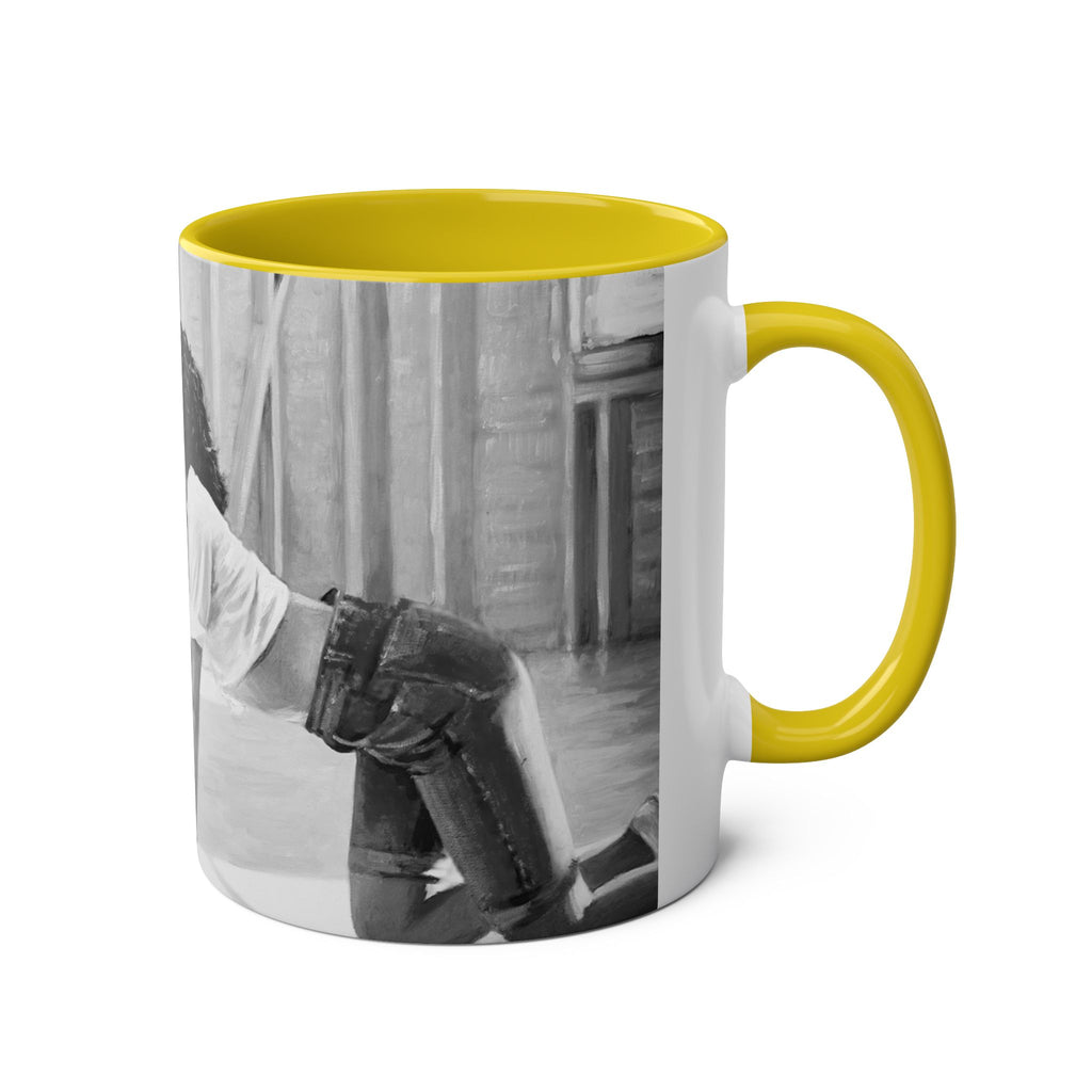 Dirty Dancing Scene  Abstract B&W Two-Tone Mug Cup, Novelty Ceramic Tea Cup, Unique Kitchen Drinkware, Home Decor Accent