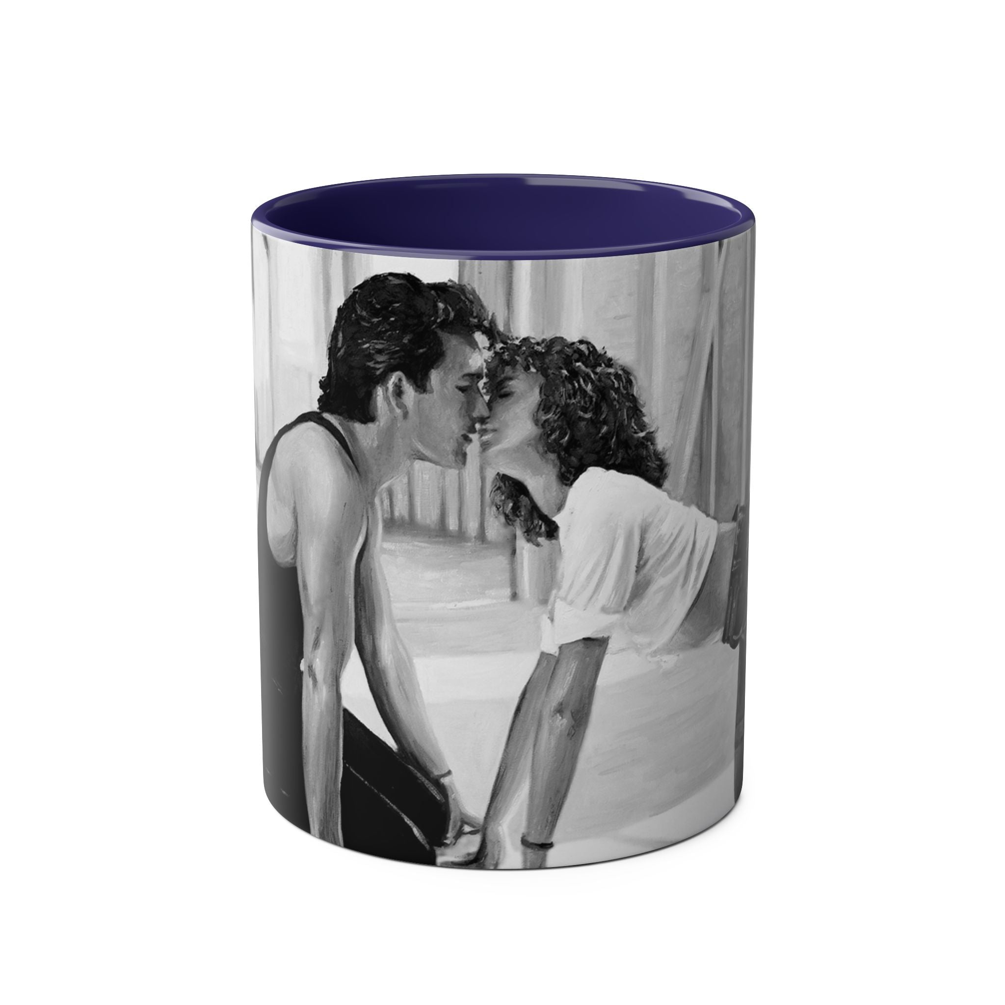 Dirty Dancing Scene  Abstract B&W Two-Tone Mug Cup, Novelty Ceramic Tea Cup, Unique Kitchen Drinkware, Home Decor Accent