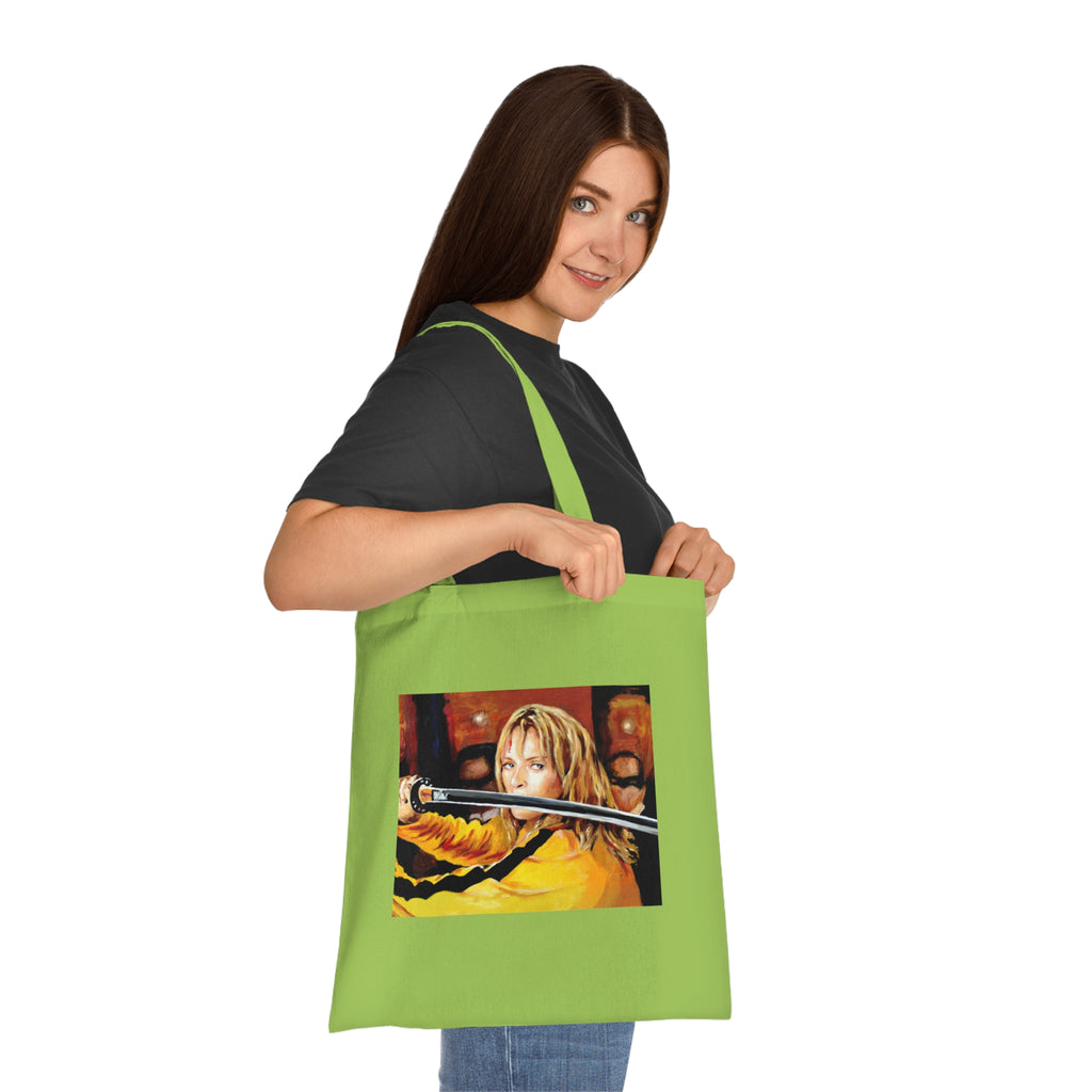 Kill Bill Cotton Tote Bag - Quentin Tarantino Movie Inspired, Retro Film Fan Gift, Graphic Print Shopping Bag, Yellow Black Movie