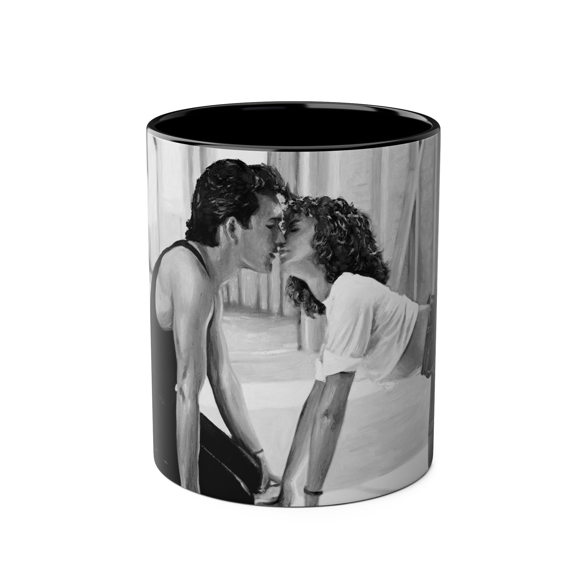 Dirty Dancing Scene  Abstract B&W Two-Tone Mug Cup, Novelty Ceramic Tea Cup, Unique Kitchen Drinkware, Home Decor Accent