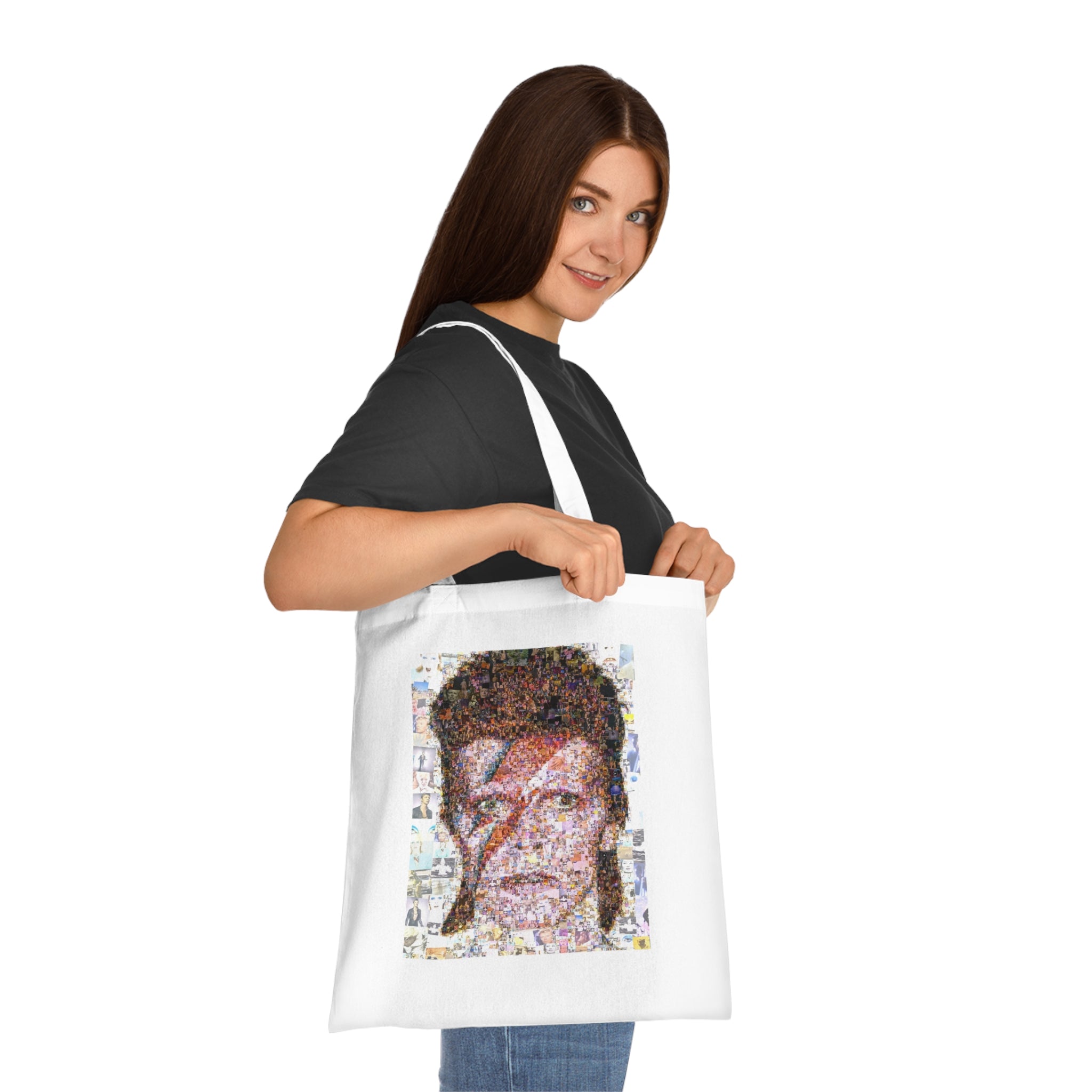 David Bowie Tribute Cotton Tote Bag, Rock Music Tote, Eco-Friendly Shopping Bag, Vintage Art Bag, Unique Gift for Music Lovers