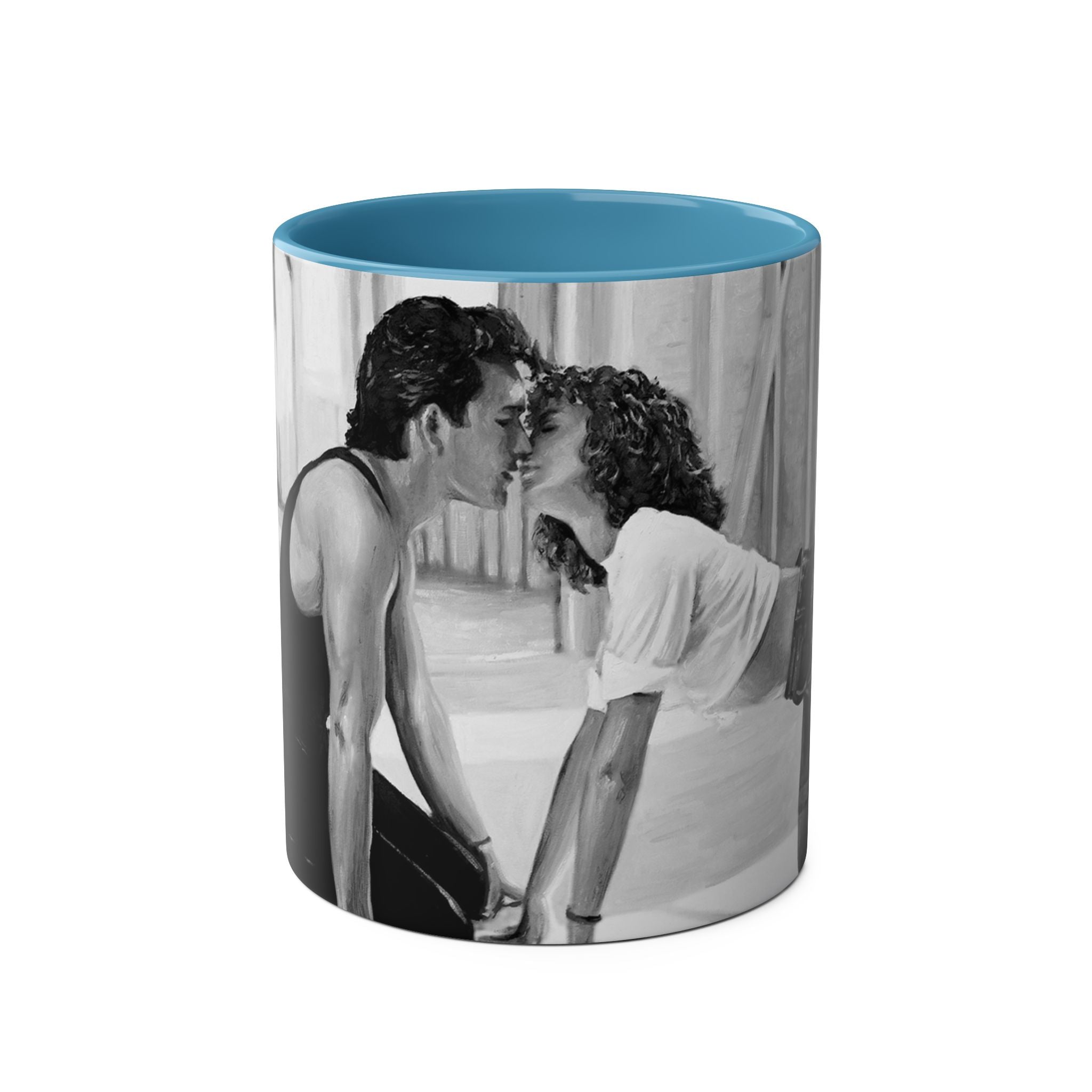 Dirty Dancing Scene  Abstract B&W Two-Tone Mug Cup, Novelty Ceramic Tea Cup, Unique Kitchen Drinkware, Home Decor Accent