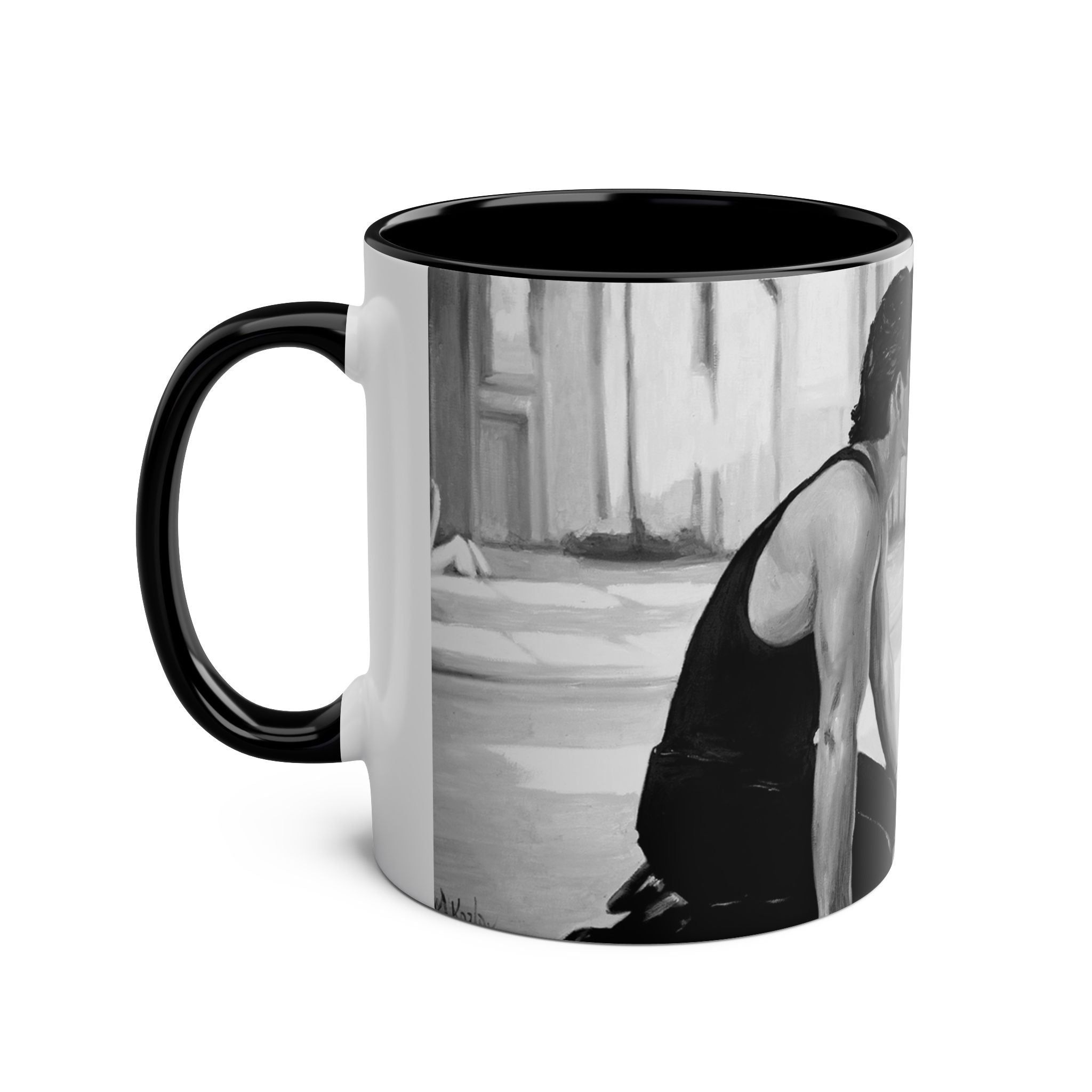 Dirty Dancing Scene  Abstract B&W Two-Tone Mug Cup, Novelty Ceramic Tea Cup, Unique Kitchen Drinkware, Home Decor Accent
