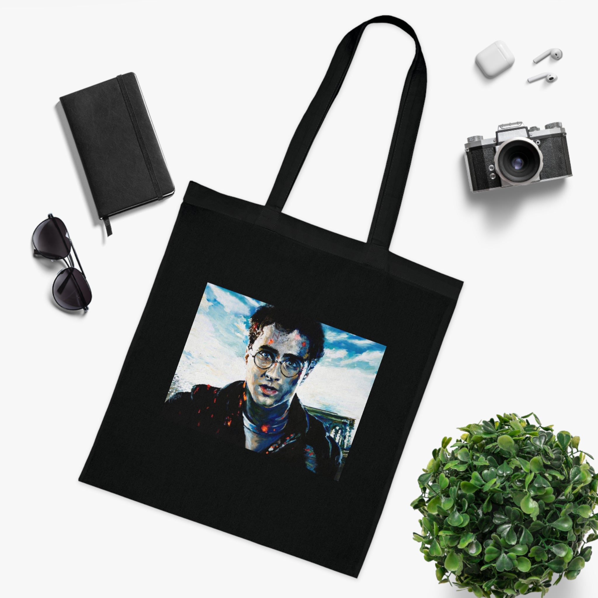 Wizard Academy Fantasy Magic Gift for Book Lovers  Cotton Tote Bag Eco-Friendly Shopping Tote, Book Lover's Accessory, Unique School Bag